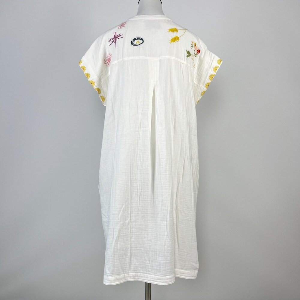NWOT Johnny Was Women's Embroidered Linen Cotton Mini Dress White Size L Pocket - Picture 8 of 15